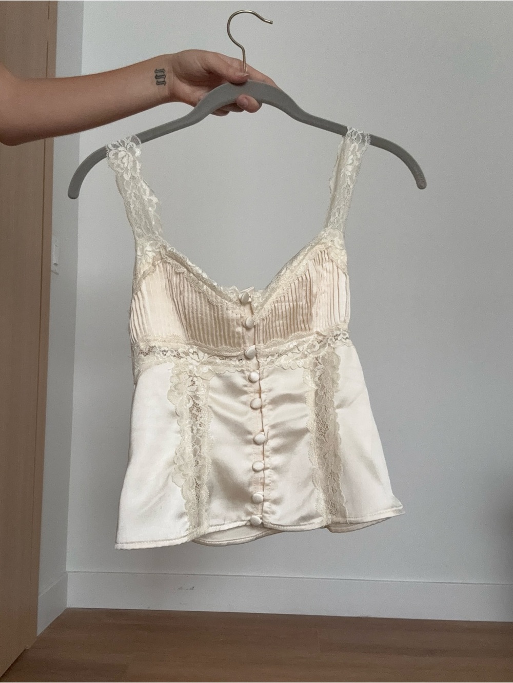 Princess Polly Cream Lace Satin Camisole Top